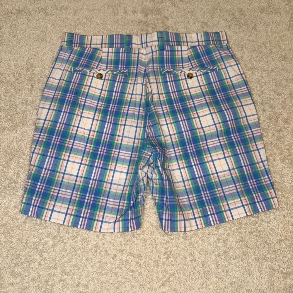 Vineyard Vines Blue and Green Plaid Men's Shorts - Picture 4 of 5